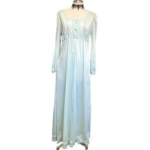 Vintage Nylon 60's'70s'80s Granny Core Square Neck Puff Sleeve NIght Gown Dress